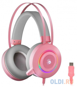 Наушники с микрофоном A4 Bloody G521 розовый 2 3м мониторные USB оголовье (G521 ( PINK )) A4TECH ) 