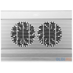 Теплоотводящая подставка под ноутбук DeepCool N8 SILVER (до 17"  вентилятор 2x140мм алюминий 2USB )