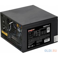 Exegate EX282048RUS S Блок питания 700W 700PPH LT  RTL 80+ ATX black APFC 12cm 24p (4+4)p 5*SATA 3*IDE с защитой от выдергивания