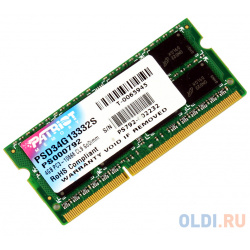 Оперативная память для ноутбука Patriot PSD34G13332S SO DIMM 4Gb DDR3 1333MHz 