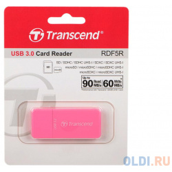 Картридер Transcend RDF5 USB 3 0 для карт памяти SD/microSD с поддержкой UHS I розовый TS RDF5R