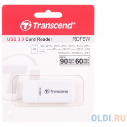 Картридер внешний Transcend TS RDF5W USB3 0 SDHC/SDXC/microSDHC/microSDXC белый 