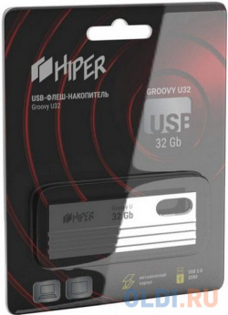 Флэш драйв 32GB USB 2 0  Groovy U сплав цинка цвет титан Hiper HI USB232GBU280S