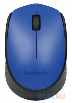 Мышь беспроводная Logitech M170 чёрный синий USB + радиоканал 