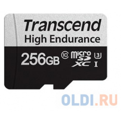 Карта памяти microSDXC Transcend 350V (высокой надёжности)  256 Гб UHS I Class 10 U1 с адаптером