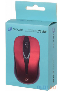 Мышь беспроводная Oklick 675MW чёрный красный USB + радиоканал 1025919