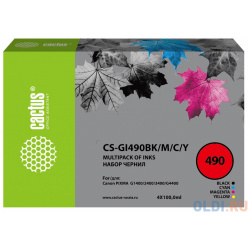Чернила Cactus CS GI490BK/M/C/Y многоцветный набор 4x100мл для Canon Pixma G1400/G2400/G3400 