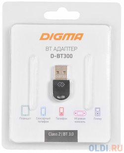 Адаптер USB Digma D BT300 Bluetooth 3 0+EDR class 2 10м черный