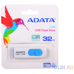 Внешний накопитель 32GB USB Drive ADATA 2 0 C008 бело синяя выдвижная AC008 32G RWE A Data 