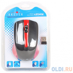 Мышь Oklick 485MW black/red optical (1200dpi) cordless USB (2but) 997828 