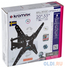Кронштейн для ТВ KROMAX OPTIMA 414 black (max VESA 400x400 мм  настенный наклонно поворотный max 30 кг) (29012)