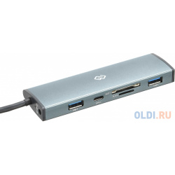 Разветвитель USB Type C Digma HUB 2U3 0СCR UC G 2 х 3 0 SD/SDHC microSD серый 