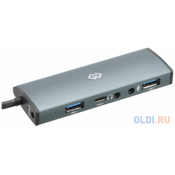 Разветвитель USB Type C Digma HUB 2U3 0СAU UC G 2 х 3 0 x mini jack 5мм серый 