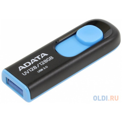 Внешний накопитель 128GB USB Drive ADATA 3 1 UV128 черно синяя выдвижная AUV128 128G RBE A Data 