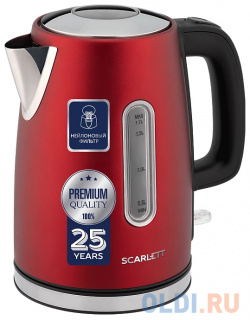 Чайник электрический Scarlett SC EK21S83 2200 Вт красный 1 7 л металл 