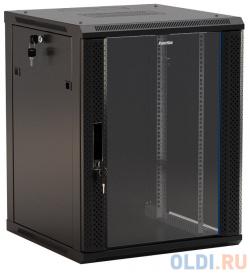 Шкаф коммутационный Hyperline (TWB 1845 GP RAL9004) настенный 18U 600x450мм пер дв стекл 60кг черный TWB RAL9004 