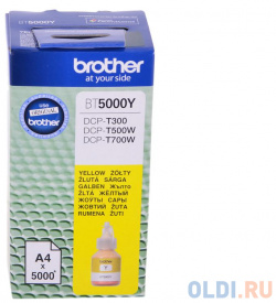 Бутылка с чернилами Brother BT5000Y желтый для DCP T300/DCP T500W/DCP T700W (5000стр) 