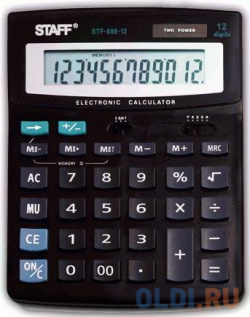 Калькулятор настольный STAFF STF 888 12 (200х150 мм)  разрядов двойное питание 250149
