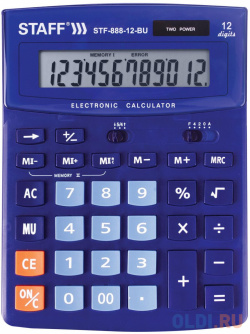 Калькулятор настольный STAFF STF 888 12 BU разрядный синий 250455 