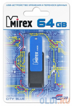 Флешка 64Gb Mirex City USB 2 0 синий черный 13600 FMUCIB64 