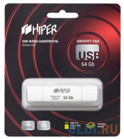 Флэш драйв 64GB OTG USB 3 0/Type C  Groovy пластик цвет белый Hiper HI USBOTG64GBU787W