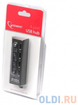 Концентратор USB 2 0 Gembird UHB U2P4 с подсветкой и выключателем  4 порта блистер