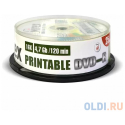Диск DVD R Mirex 4 7 Gb  16x Cake Box (25) Ink Printable (25/300) UL130028A1M Д