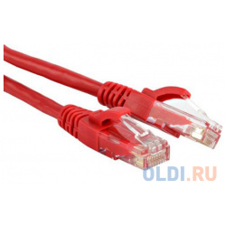 Патч корд UTP 5E категории 1м Hyperline PC LPM RJ45 C5e 1M LSZH RD красный 