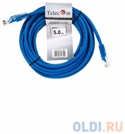 Патчкорд литой "Telecom" UTP кат 5е 5 0м синий TELECOM NA102 L 5M