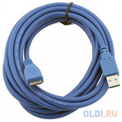 Кабель USB microUSB 3м VCOM Telecom VUS7075 3M круглый синий 