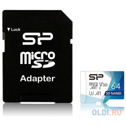 Флеш карта microSDXC 64Gb Class10 Silicon Power SP064GBSTXDU3V20AB Superior Pro Colorful + adapter 