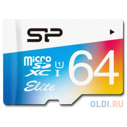 Флеш карта microSD 64GB Silicon Power Elite microSDHC Class 10 UHS I (SD адаптер) Colorful SP064GBSTXBU1V21SP 