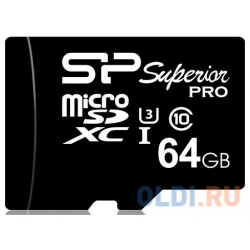 Флеш карта microSD 64GB Silicon Power Superior microSDXC Class 10 UHS I U3 90/80 MB/s (SD адаптер) SP064GBSTXDU3V10SP 