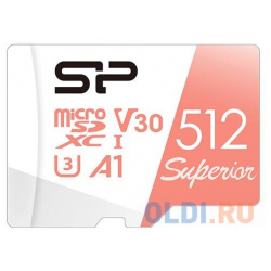 Флеш карта microSD 512GB Silicon Power Superior A1 microSDXC Class 10 UHS I U3 100/80 Mb/s (SD адаптер) 