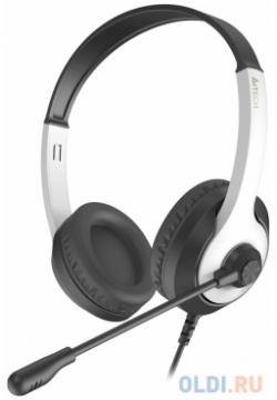 Наушники с микрофоном A4Tech Fstyler FH100U белый/черный 2м накладные USB оголовье (FH100U) 