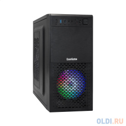 Корпус Minitower ExeGate mEVO 7807 XP600 (mATX  БП с вент 12см 1*USB+1*USB3 0 черный 1 RGB подсветкой) EX296391RUS