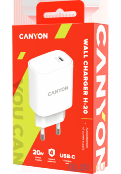 Зарядное устройство Canyon CNE CHA20W02 3 А USB C белый
