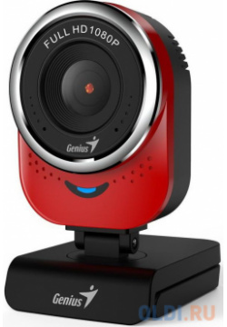 GENIUS QCam 6000  red Full HD 1080p webcam universal clip 360 degree swivel USB built in microphone rotation tilt 90 32200002408