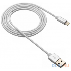 Кабель CANYON Charge & Sync MFI braided cable with metalic shell  USB to lightning certified by Apple length 1m OD2 8mm Pearl White CNS MFIC3PW