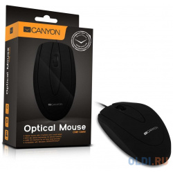 Мышь CANYON CNE CMS1 Black  Wired Optical 800 dpi 3 btn USB цвет черный проводная кнопки прорезиненное покрытие