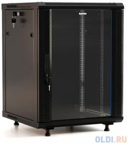 Шкаф коммутационный Hyperline (TWB FC 2245 GP RAL9004) настенный 22U 600x450мм пер дв стекл 60кг черный TWB RAL9004 