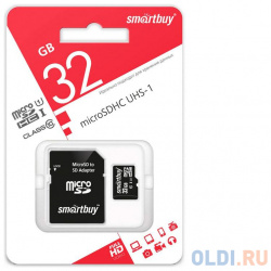 Карта памяти Micro SDHC 32GB Smartbuy Class 10 UHS I (с адаптером SD) Smart Buy SB32GBSDCL10 01 