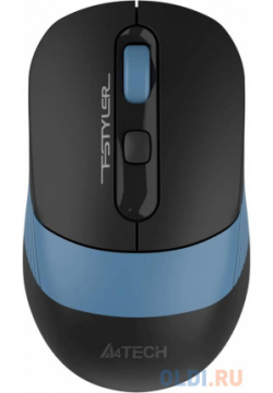Мышь A4Tech Fstyler FG10CS Air черный/синий оптическая (2000dpi) silent беспроводная USB для ноутбука (4but) ASH BLUE 