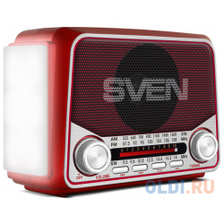АС SVEN SRP 525  красный (3 Вт FM/AM/SW USB microSD фонарь встроенный аккумулятор) SV 017163