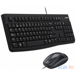 Комплект клавиатура+мышь/ Keyboard/mouse set MK120  USB wired 104 кл 1000DPI 1 8m black Foxline