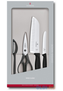 Набор ножей кухон  Victorinox Swiss Classic Kitchen (6 7133 4G) компл :4шт черный подар коробка 6 4G