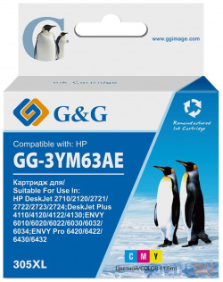 Картридж струйный G&G GG 3YM63AE 305XL многоцветный (11 6мл) для HP DeskJet 2320/2710/2720 