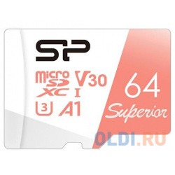 Флеш карта microSD 64GB Silicon Power Superior A1 microSDXC Class 10 UHS I U3 100/80 Mb/s 