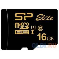 Флеш карта microSD 16GB Silicon Power Elite Gold microSDHC Class 10 UHS I U1 85Mb/s (SD адаптер) 