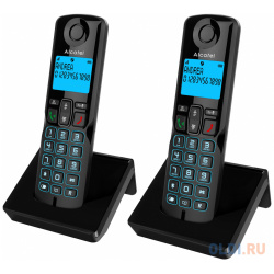 Р/Телефон Dect Alcatel S250 Duo ru black черный (труб  в компл :2шт) АОН ATL1426120